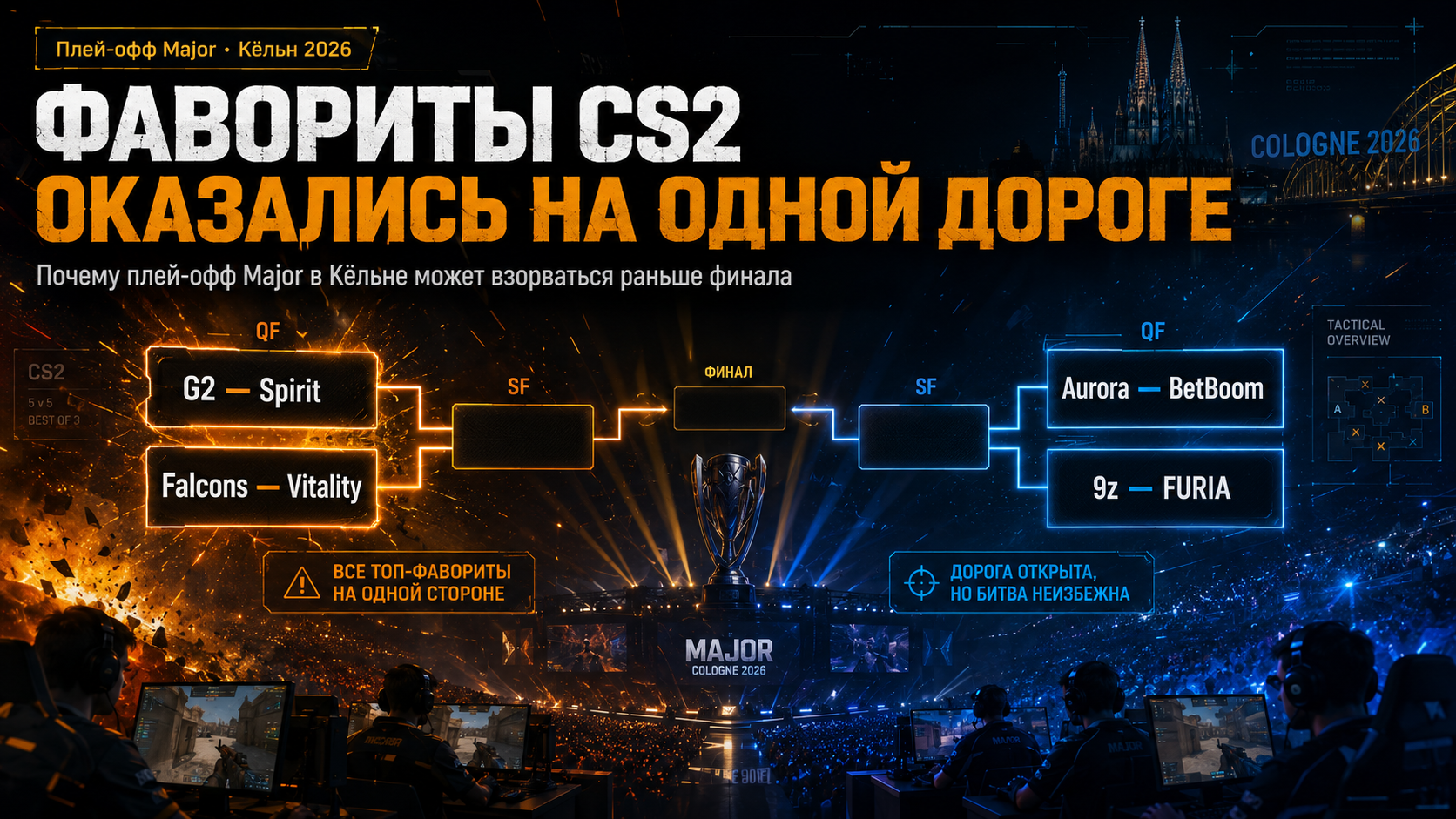Фавориты CS2 оказались на одной дороге: почему плей-офф Major в Кёльне может взорваться раньше финала
