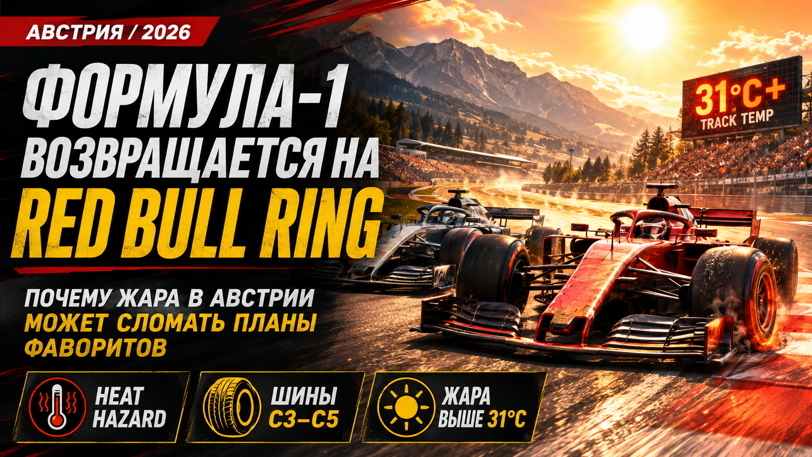 Формула-1 возвращается на Red Bull Ring: почему жара в Австрии способна сломать планы фаворитов