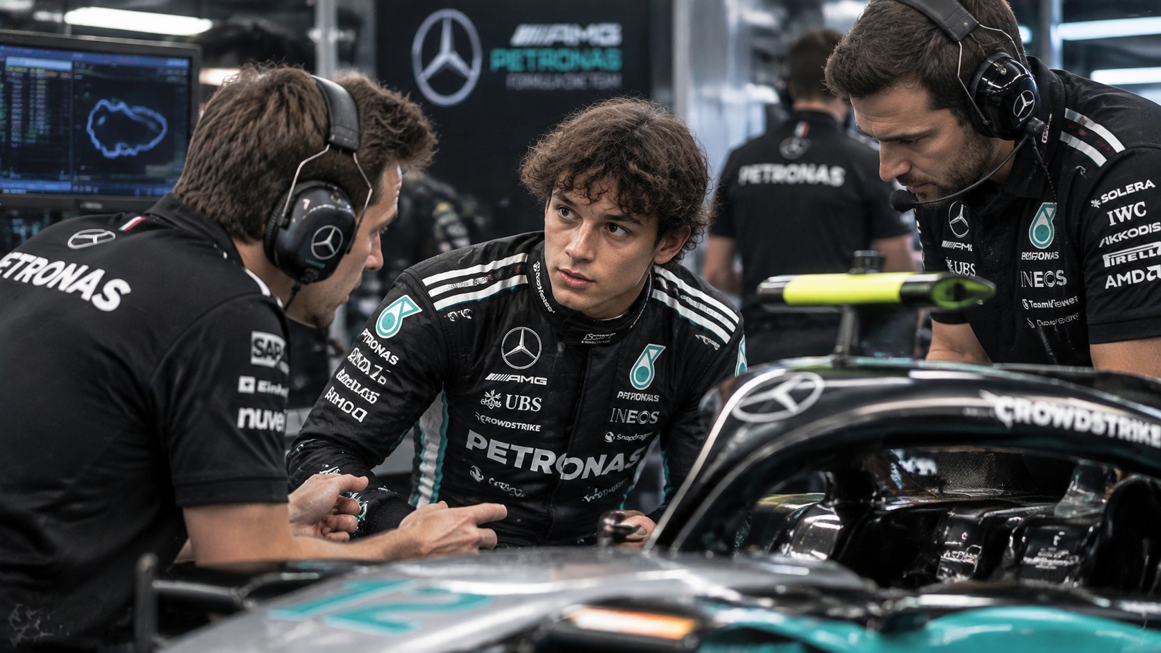 Технический брифинг в гараже Mercedes
